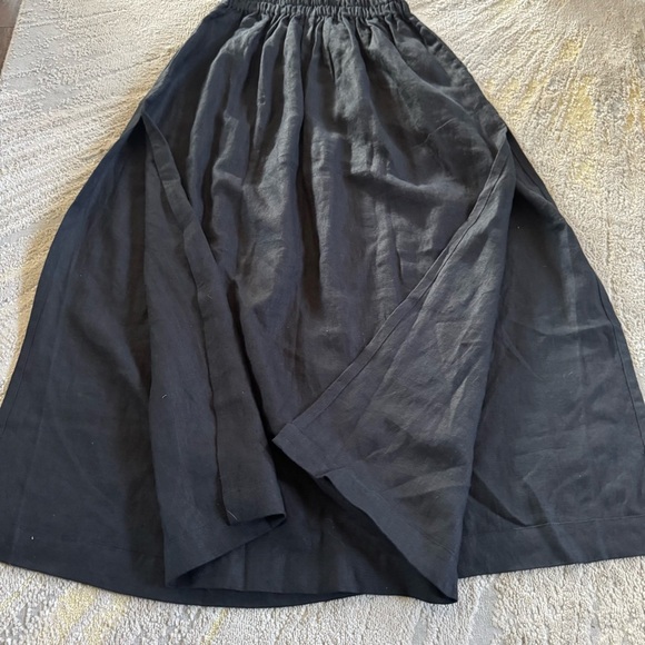 Mikoh black linen maxi skirt pull on elastic waist side slits 2 medium new - Picture 10 of 15